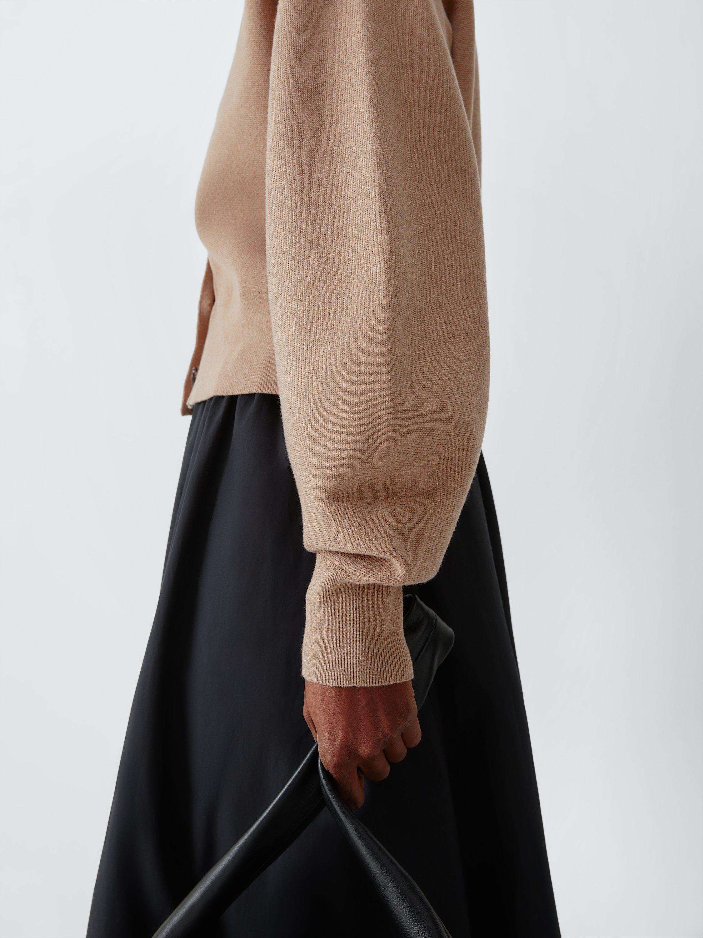 Product image 6 of 6, which shows John Lewis V-Neck Cotton Blend Cardigan, Camel, 8