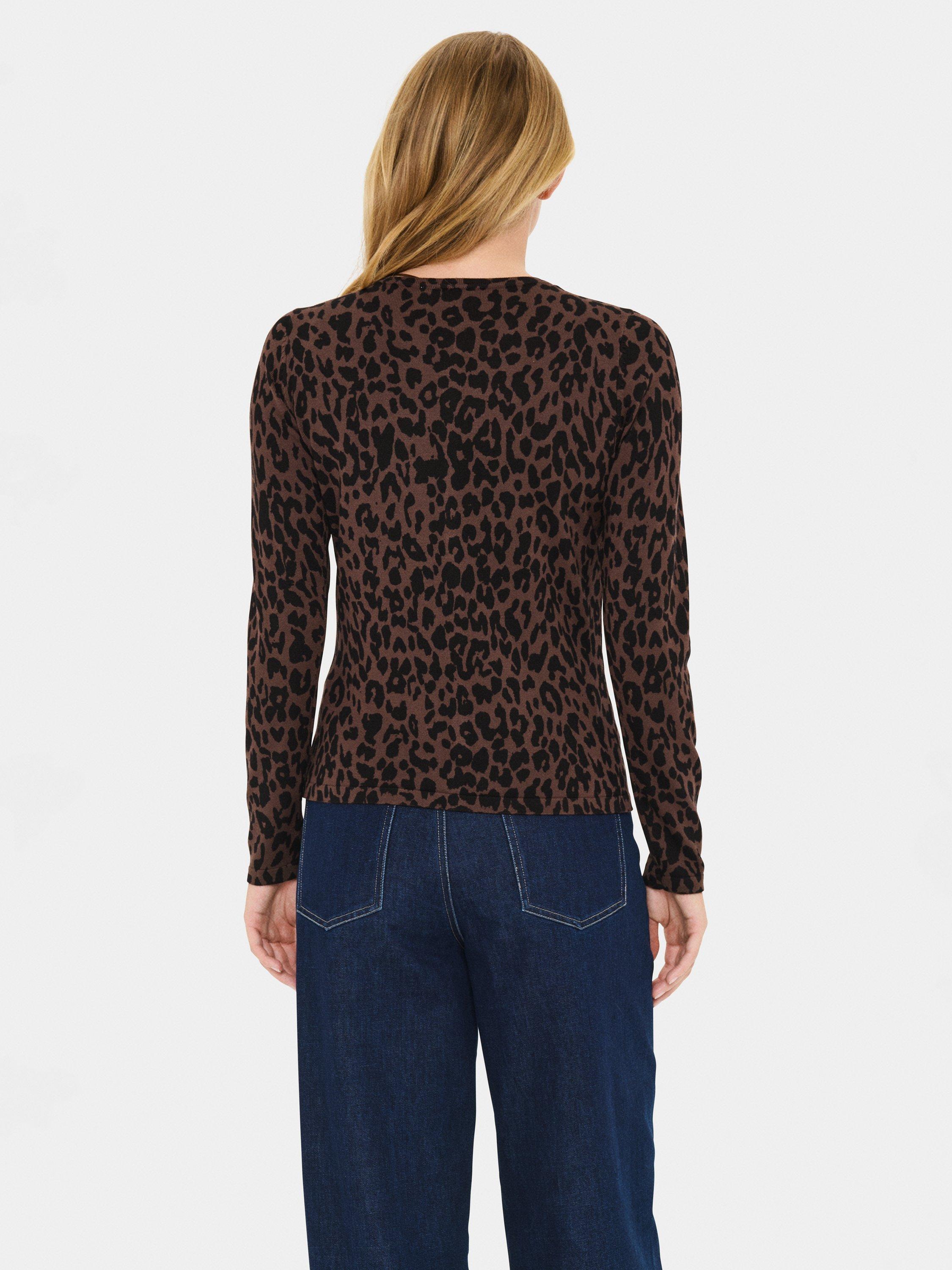 Product image 2 of 6, which shows Saint Tropez ZhilaSZ Leopard Cardigan, Chocolate Brown, XS