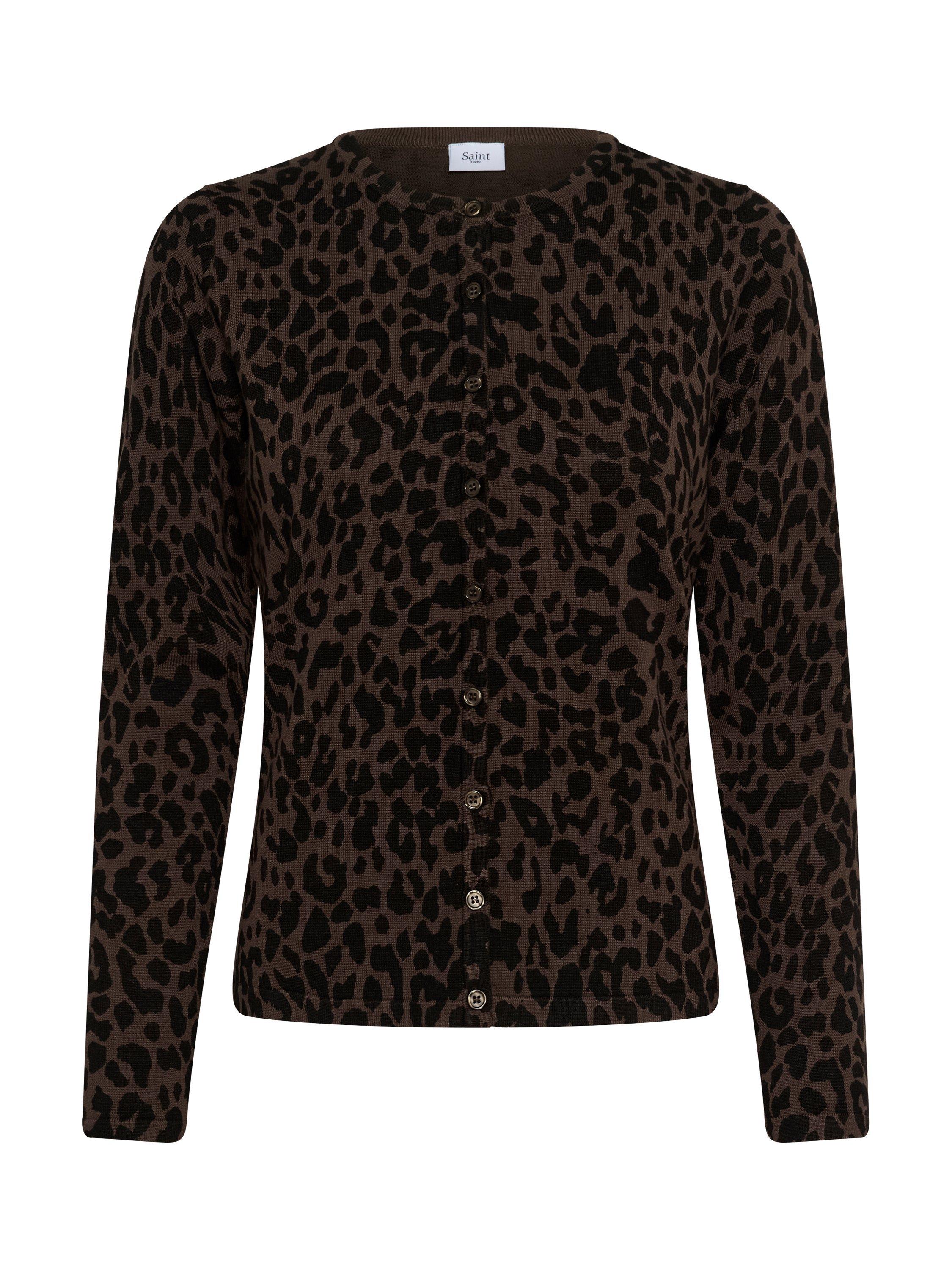 Product image 5 of 6, which shows Saint Tropez ZhilaSZ Leopard Cardigan, Chocolate Brown, XS