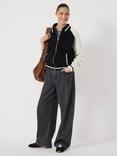 HUSH Wool Blend Logo Bomber Jacket, Black/Ecru