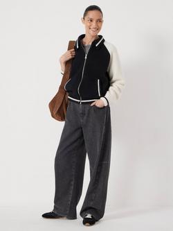 HUSH Wool Blend Logo Bomber Jacket, Black/Ecru - view 2, Black/Ecru