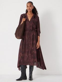 HUSH Hanky Animal Print Long Sleeve Collar Maxi Dress, Brown