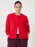 HUSH Crew Neck Wool Blend Boxy Cardigan, Fiery Red
