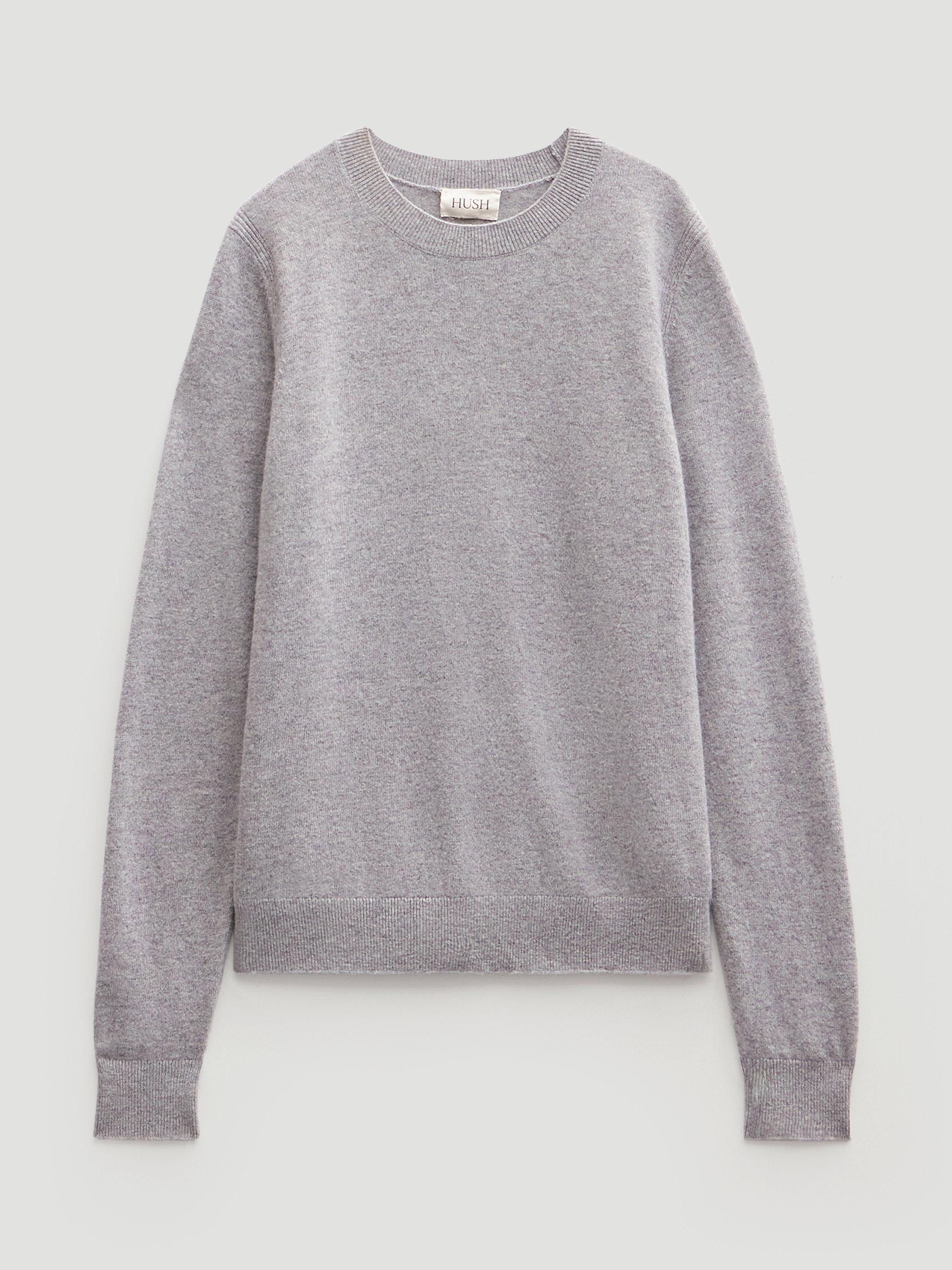 Product image 4 of 4, which shows HUSH Ivy Wool Crew Neck Jumper, Light Grey Marl, L-XL