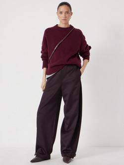 HUSH Nina Merino Wool Cropped Jumper - view 2, Burgundy