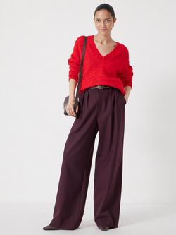 HUSH Wool Blend V Neck Jumper, Bright Red