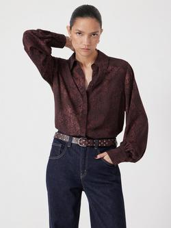 HUSH Snake Print Long Sleeve Shirt, Brown