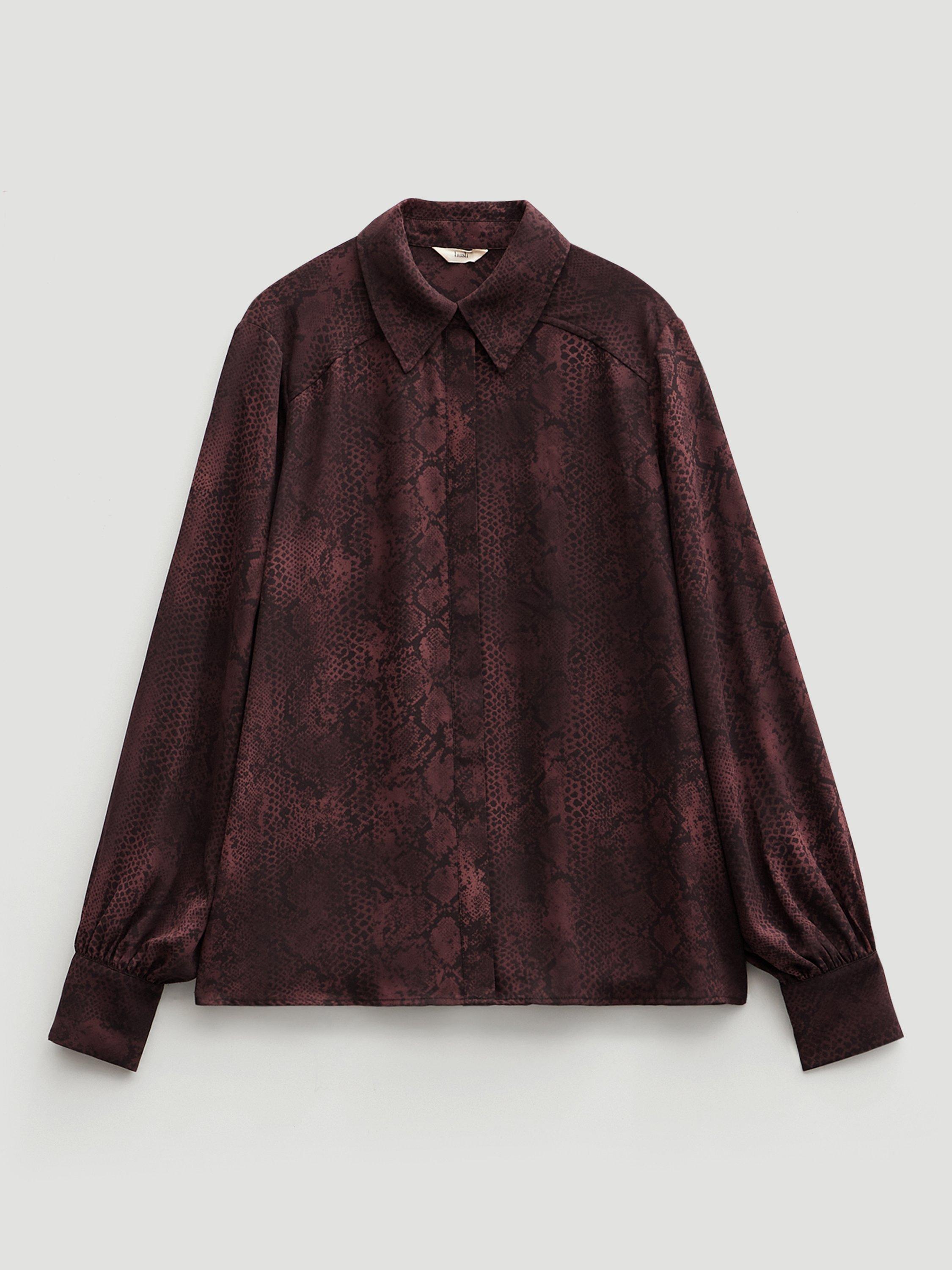 Product image 5 of 5, which shows HUSH Snake Print Long Sleeve Shirt , Brown, 4