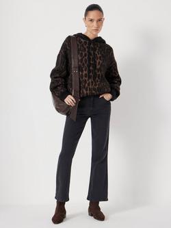 HUSH Animal Jacquard Hoodie with Mohair, Black/Brown Animal - view 2, Black/ Brown Animal