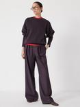 HUSH Puff Cinched Long Sleeved Sweatshirt, Burgundy Purple