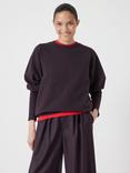 HUSH Puff Cinched Long Sleeved Sweatshirt, Burgundy Purple