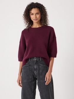 HUSH Chunky Pure Cashmere Tee, Burgundy