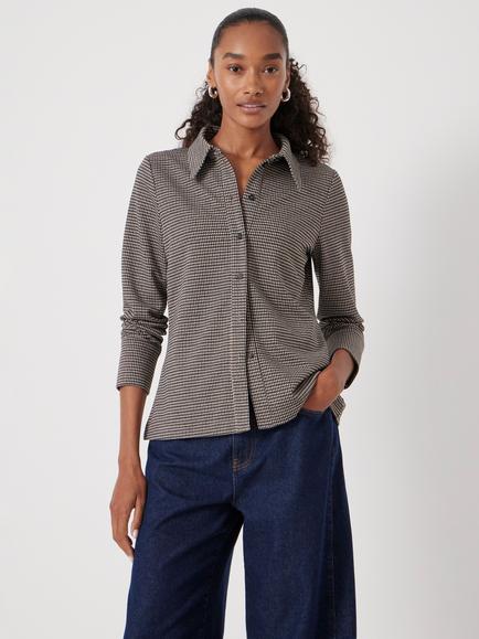 HUSH Check Jersey Long Sleeve Shirt, Brown/Multi - view 2, Brown/Multi