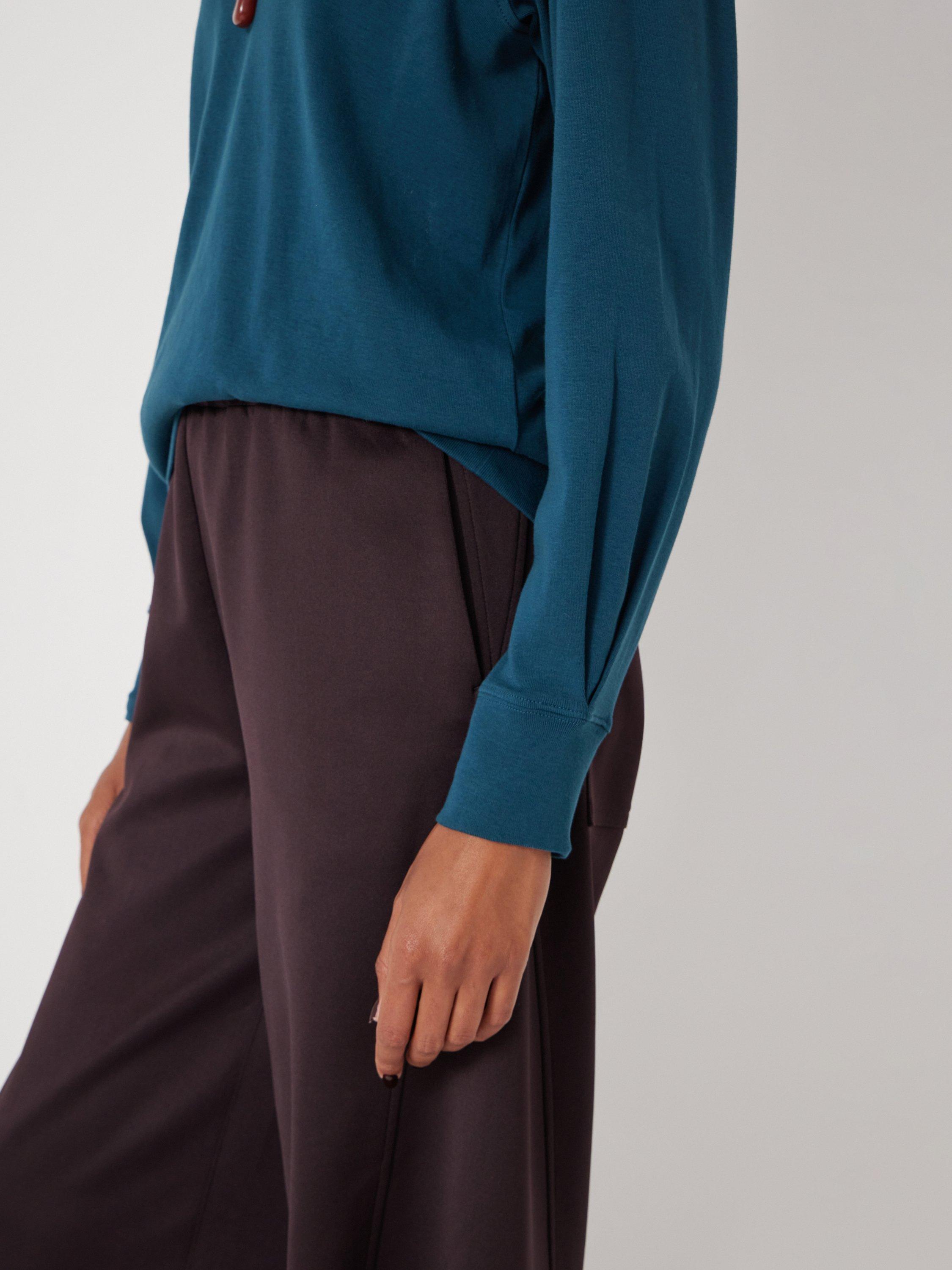 Product image 3 of 4, which shows HUSH Emily Puff Sleeve Cotton Jersey Top, Deep Teal, XXS