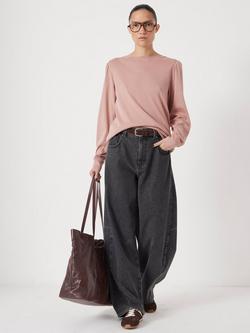 HUSH Emily Puff Sleeve Cotton Jersey Top, Rosewood Pink