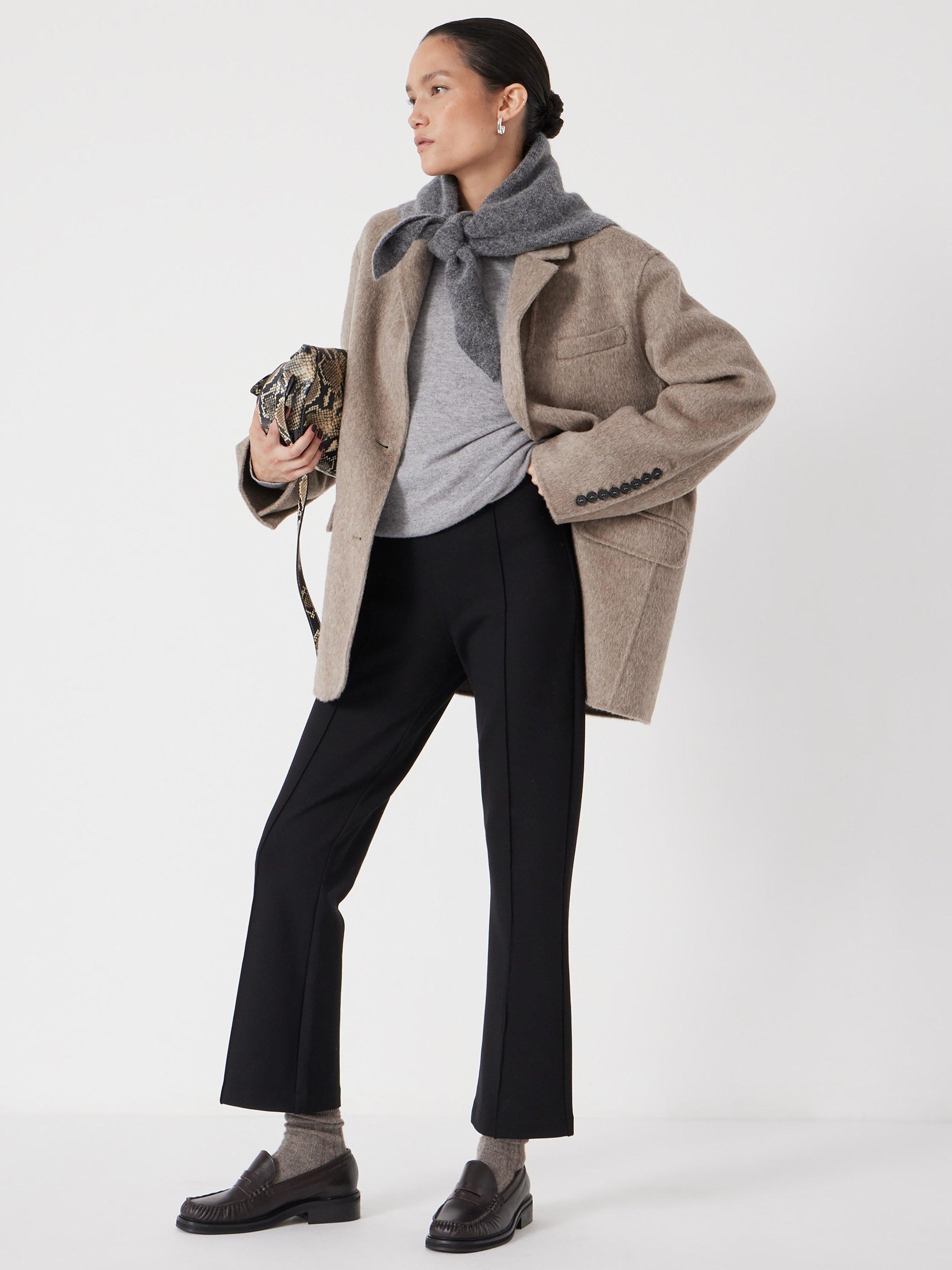 Product image 1 of 6, which shows HUSH Flare Cropped Tailored Trousers, Black, L