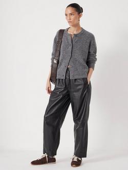 HUSH Barrel Leg Leather Trousers - view 2, Black