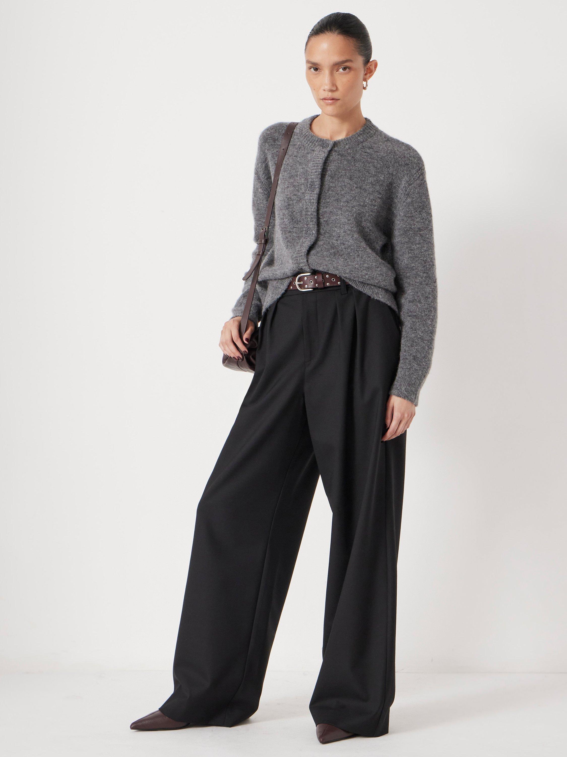 Product image 6 of 6, which shows HUSH Barrel Leg Leather Trousers, Black, 4