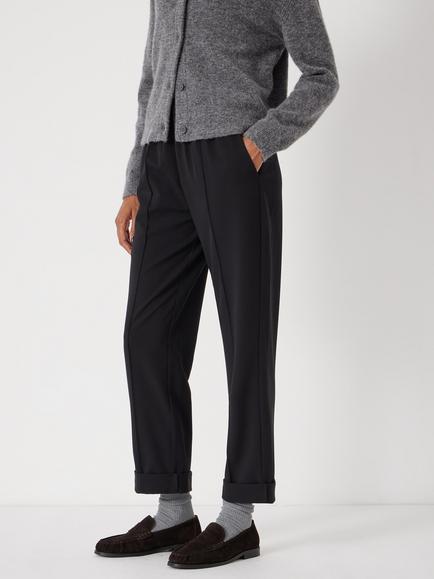 HUSH Pull On Slim Fit Tailored Trousers, Black