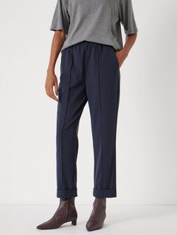 HUSH Pull On Slim Fit Tailored Trousers, Navy