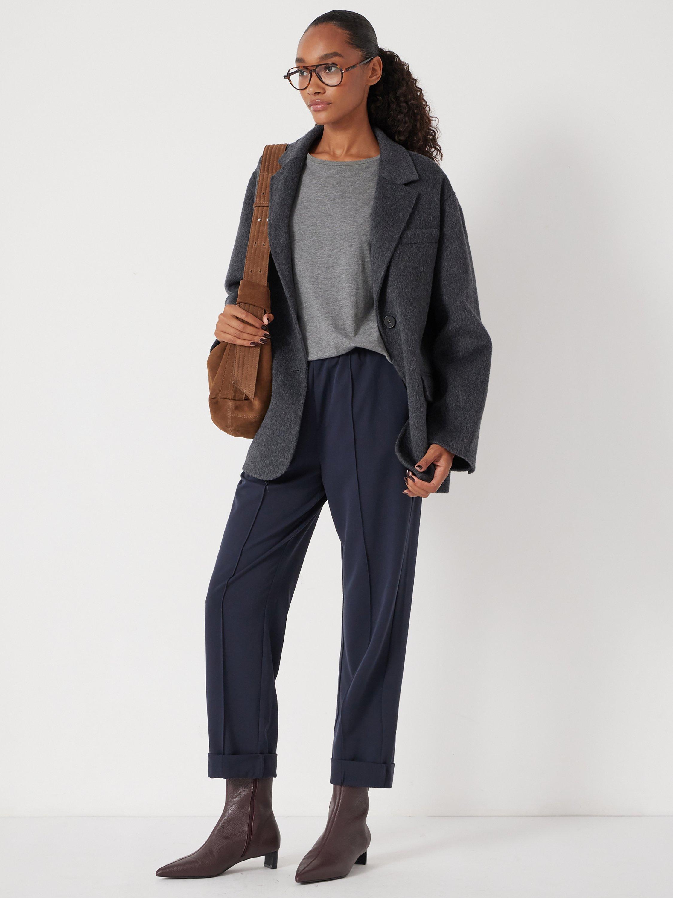 Product image 2 of 4, which shows HUSH Pull On Slim Fit Tailored Trousers, Navy, 6S