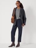 HUSH Pull On Slim Fit Tailored Trousers, Navy