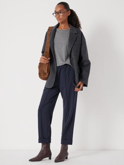 HUSH Pull On Slim Fit Tailored Trousers - view 2, Navy