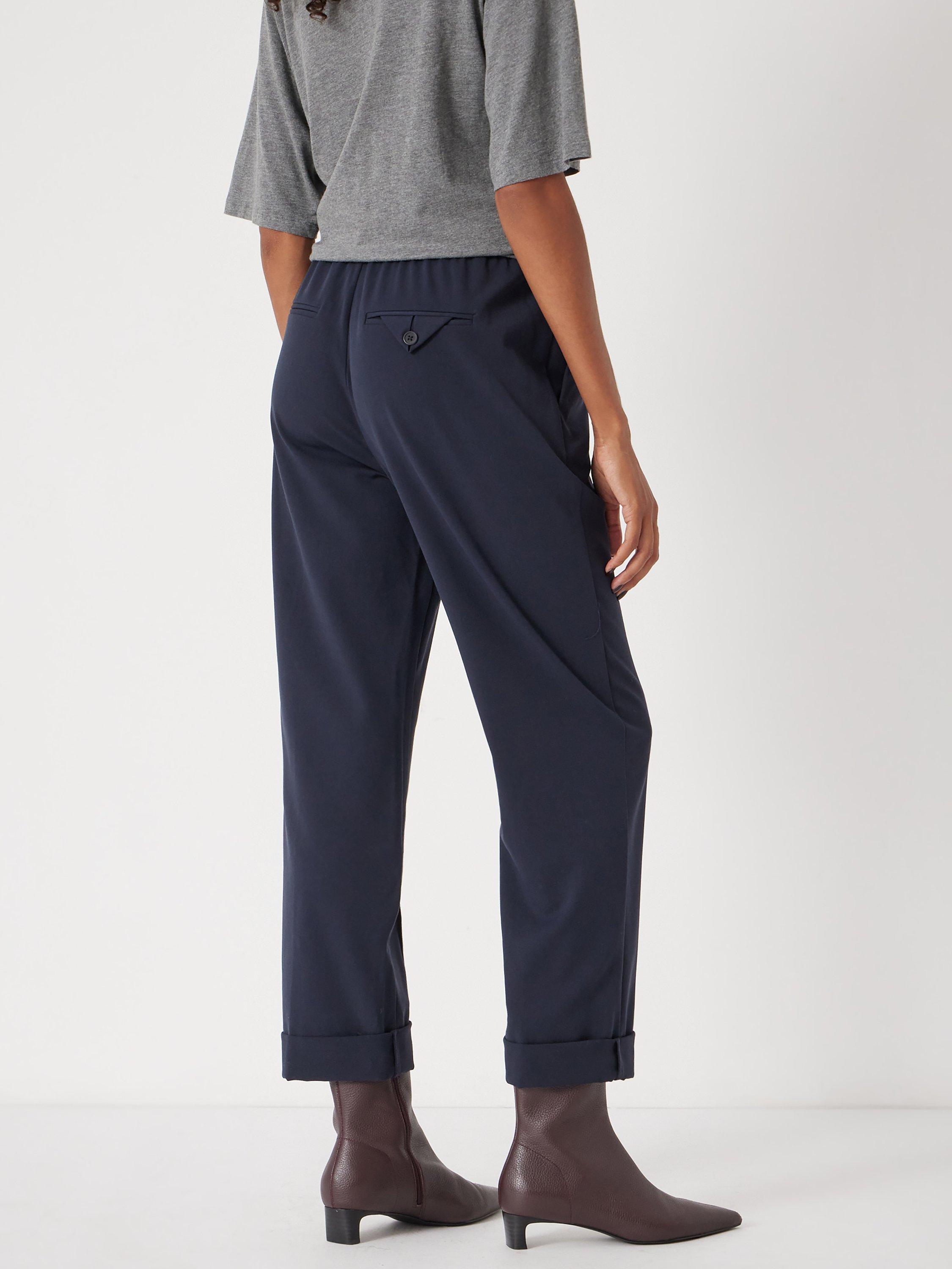 Product image 3 of 4, which shows HUSH Pull On Slim Fit Tailored Trousers, Navy, 6S