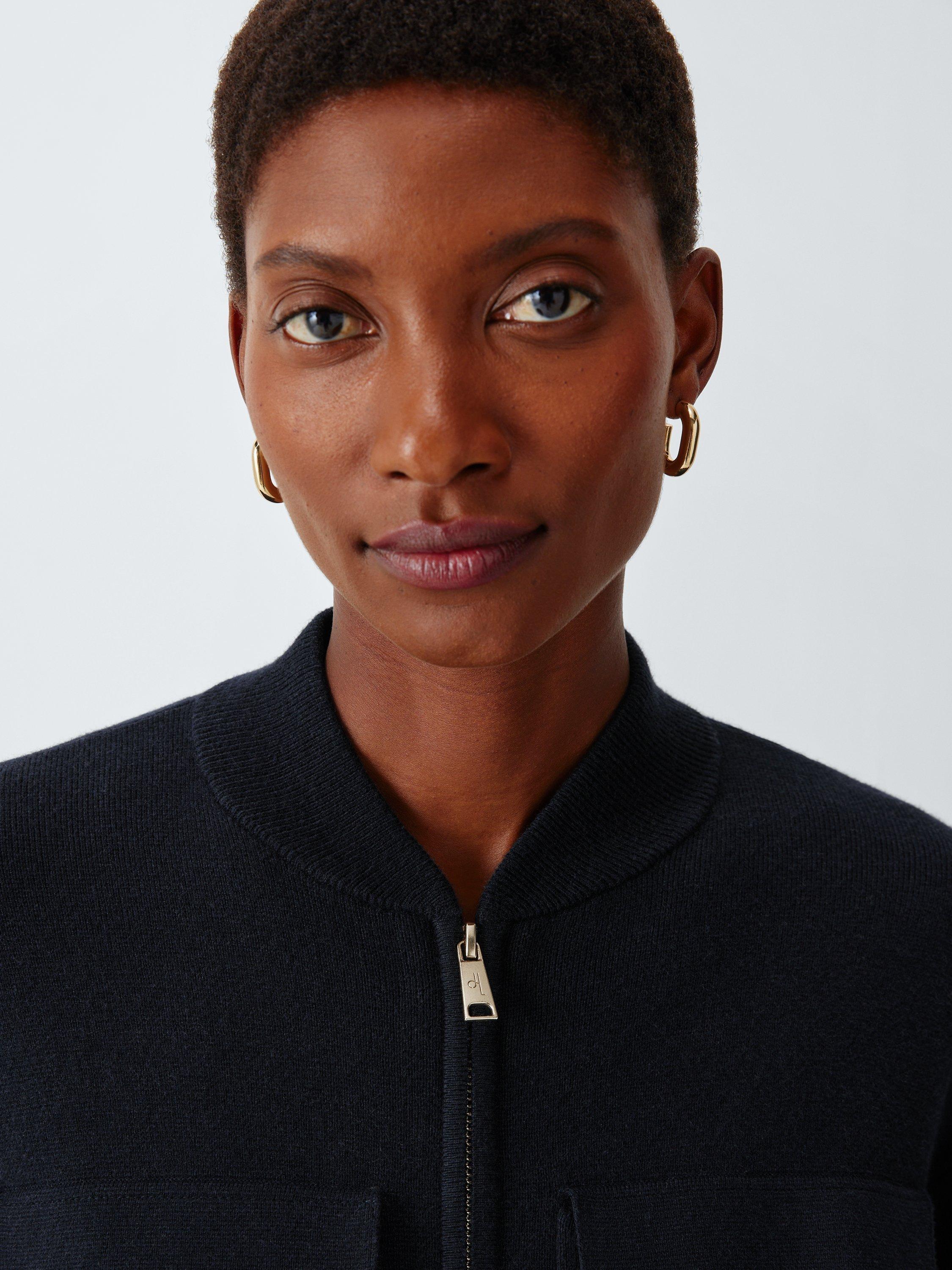 Product image 5 of 6, which shows John Lewis Zip Through Knit Utility Pocket Jacket, Navy, 8