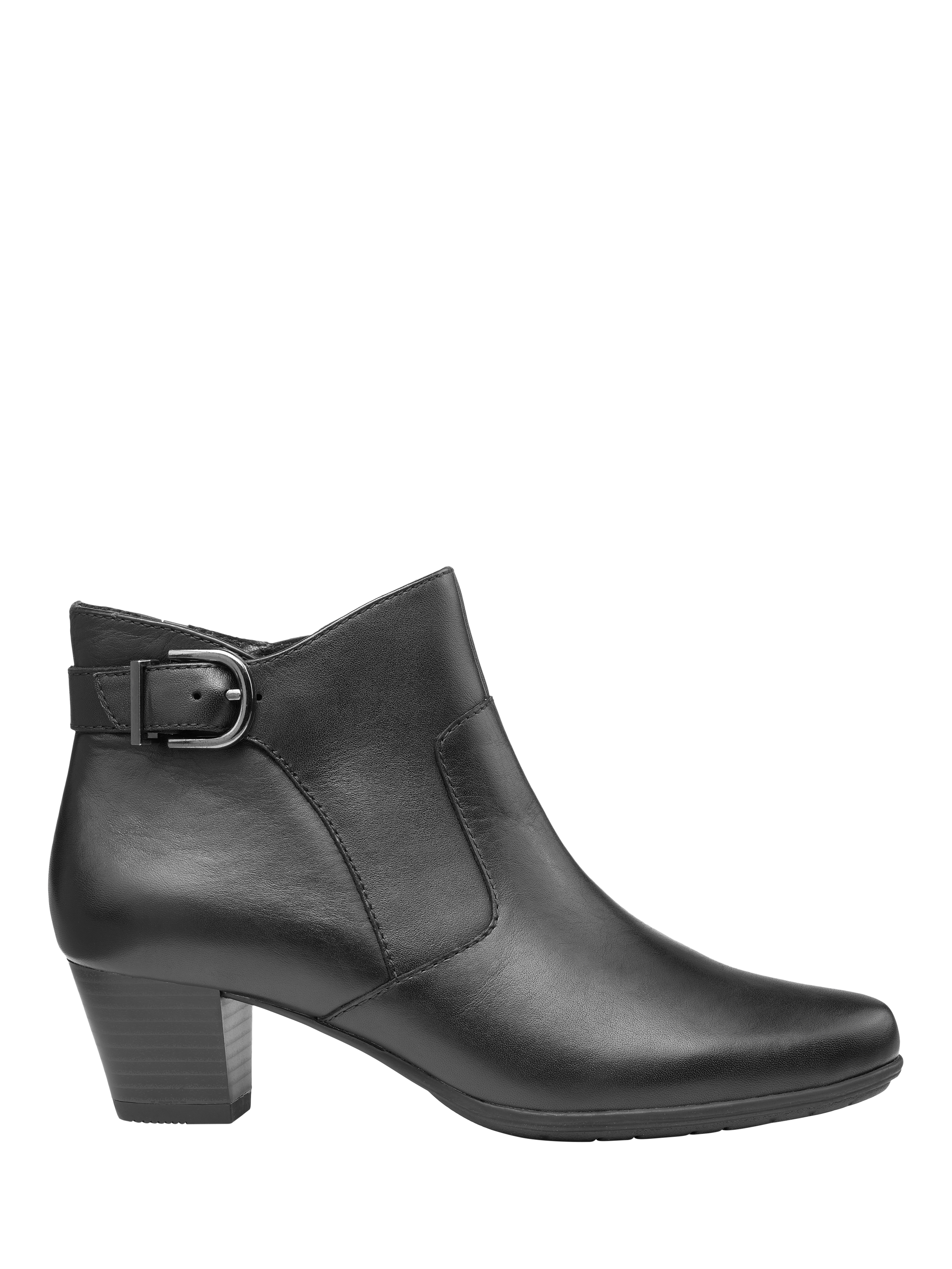 Product image 1 of 5, which shows Hotter Addison Wide Fit Leather Ankle Boots, Black-le, 3W