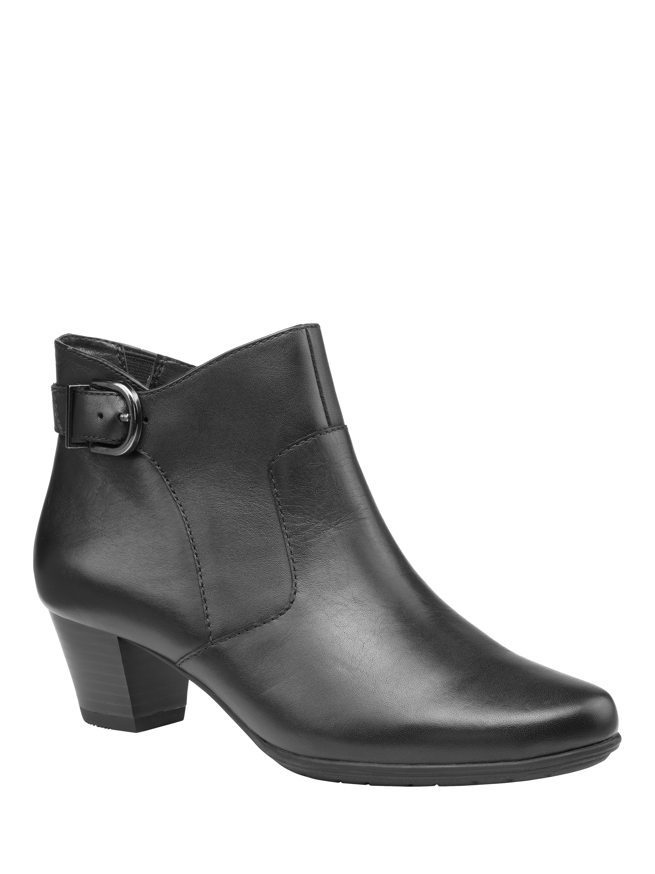 Product image 2 of 5, which shows Hotter Addison Wide Fit Leather Ankle Boots, Black-le, 3W