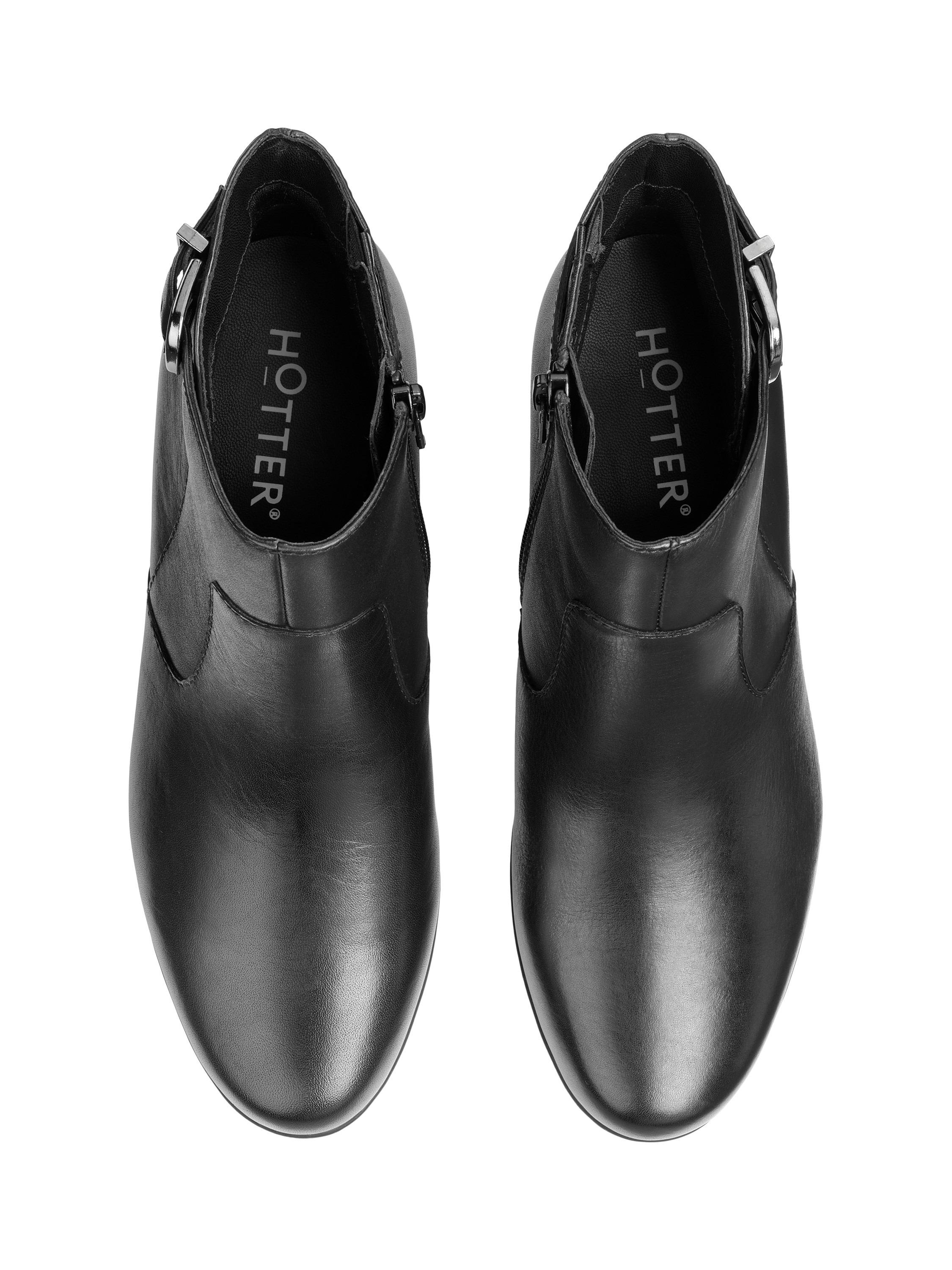 Product image 3 of 5, which shows Hotter Addison Wide Fit Leather Ankle Boots, Black-le, 3W