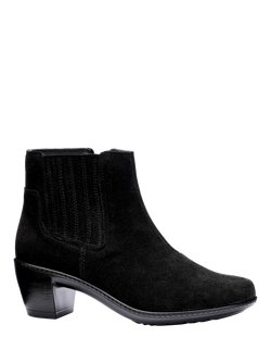 Hotter Aldine Suede Block Heel Ankle Boots - view 2, Black