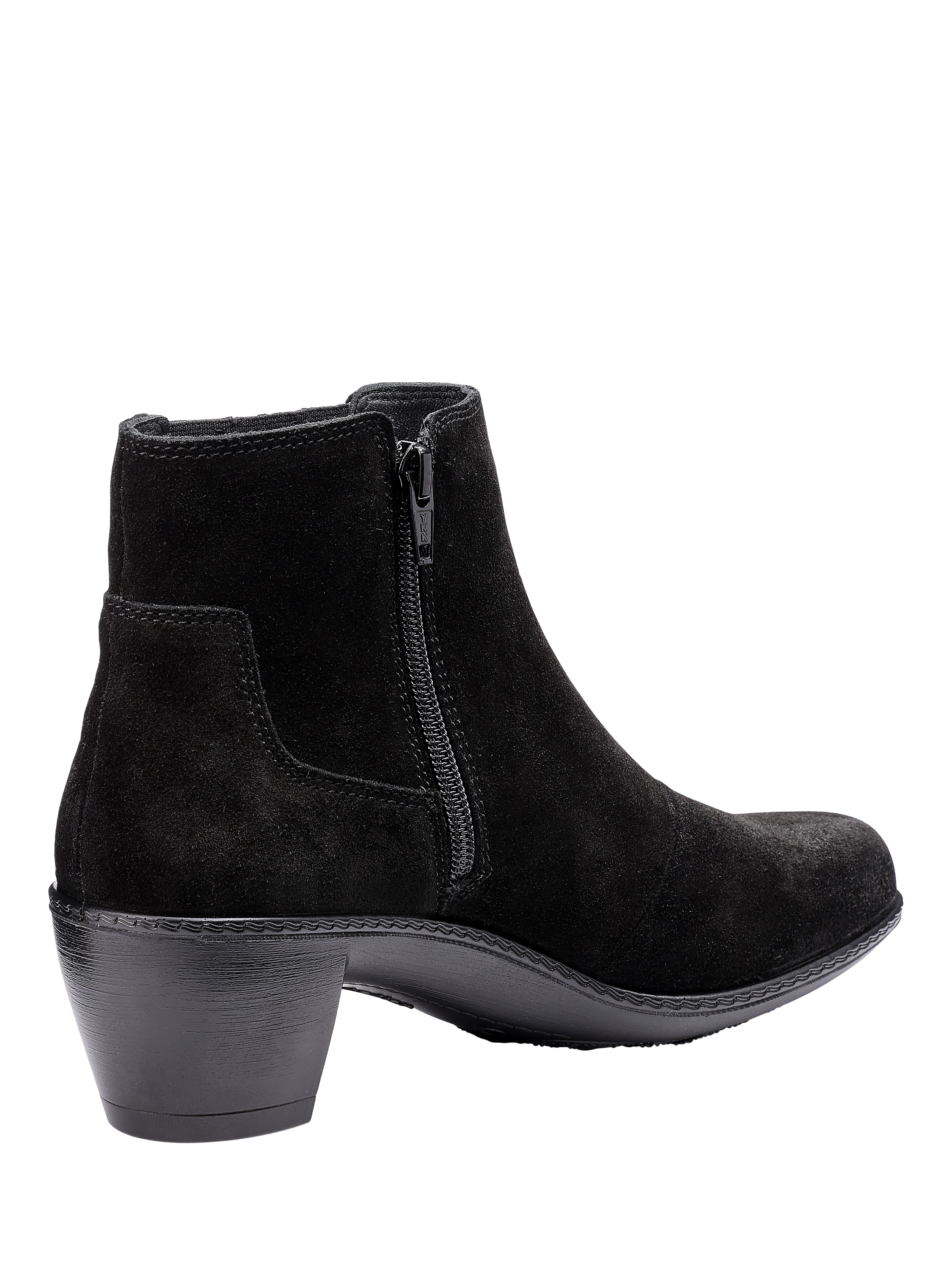 Product image 4 of 4, which shows Hotter Aldine Suede Block Heel Ankle Boots, Black, 3S