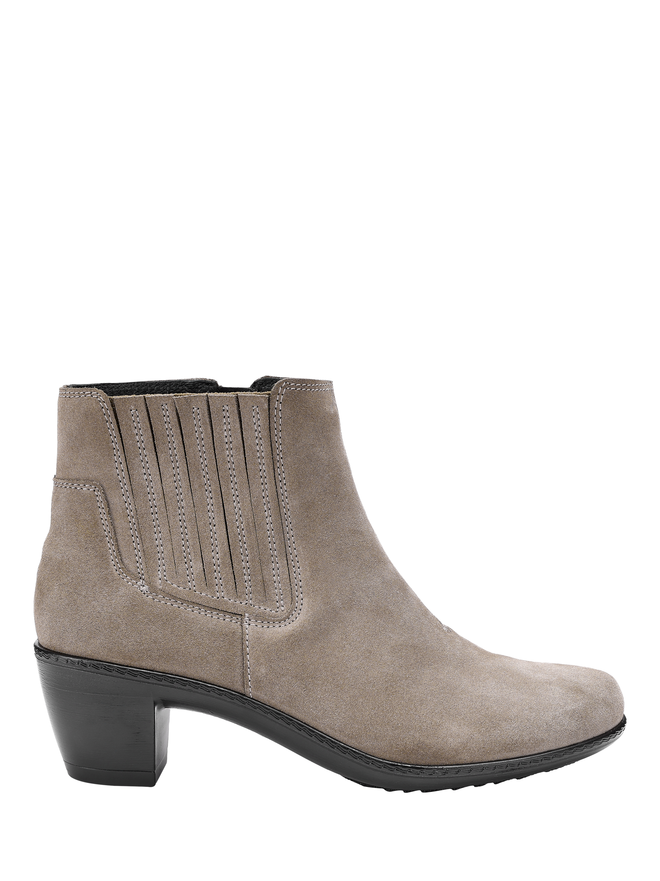 Product image 1 of 5, which shows Hotter Aldine Suede Block Heel Ankle Boots, Mink, 3S