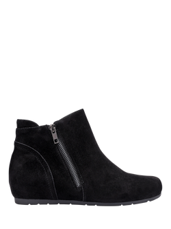Hotter Avebury Suede Wedge Heel Ankle Boots, Black