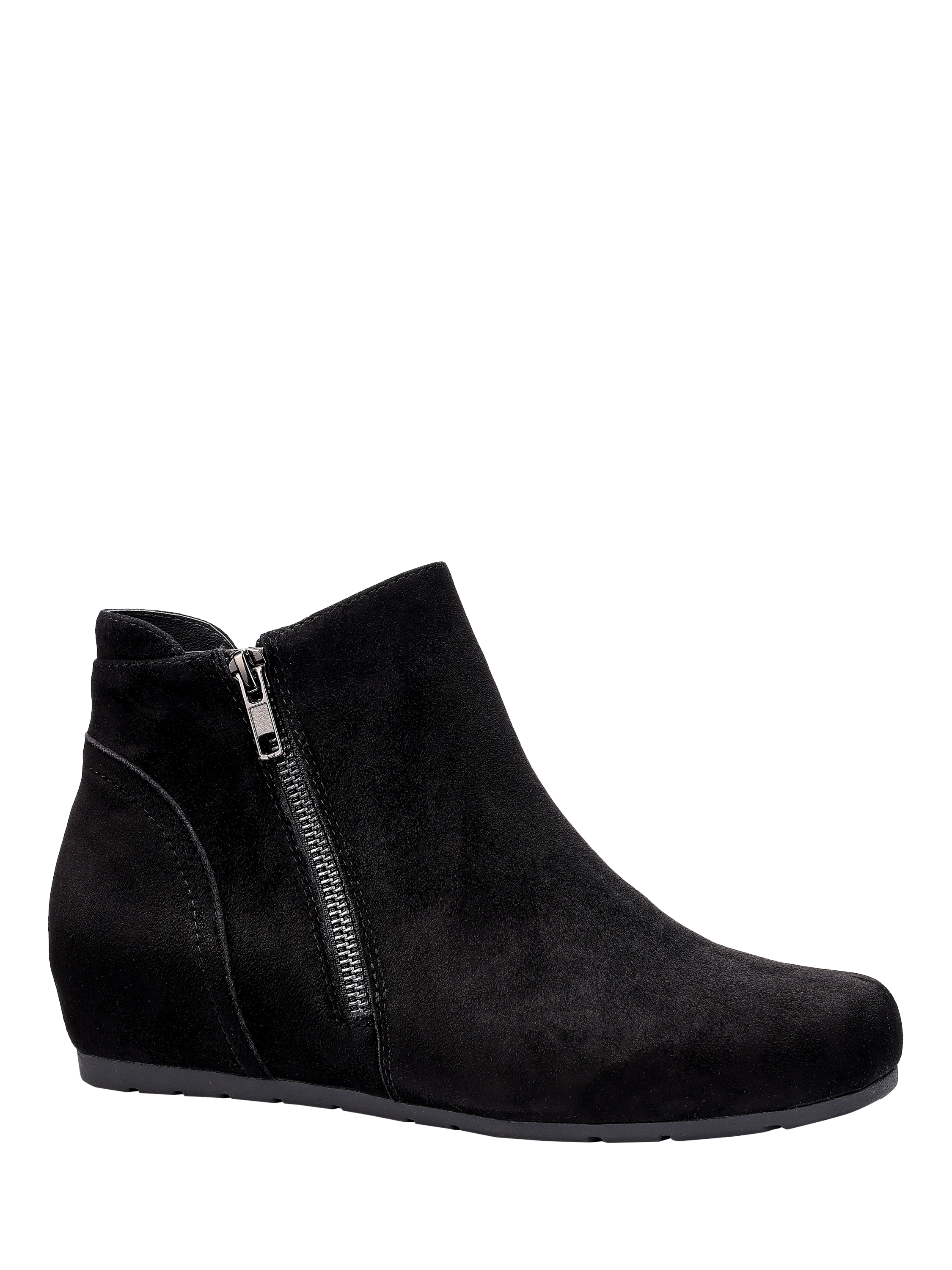 Product image 2 of 4, which shows Hotter Avebury Suede Wedge Heel Ankle Boots, Black, 3S