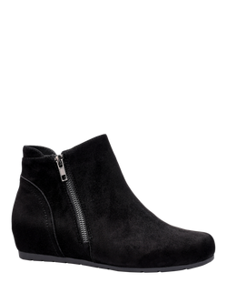 Hotter Avebury Suede Wedge Heel Ankle Boots - view 2, Black