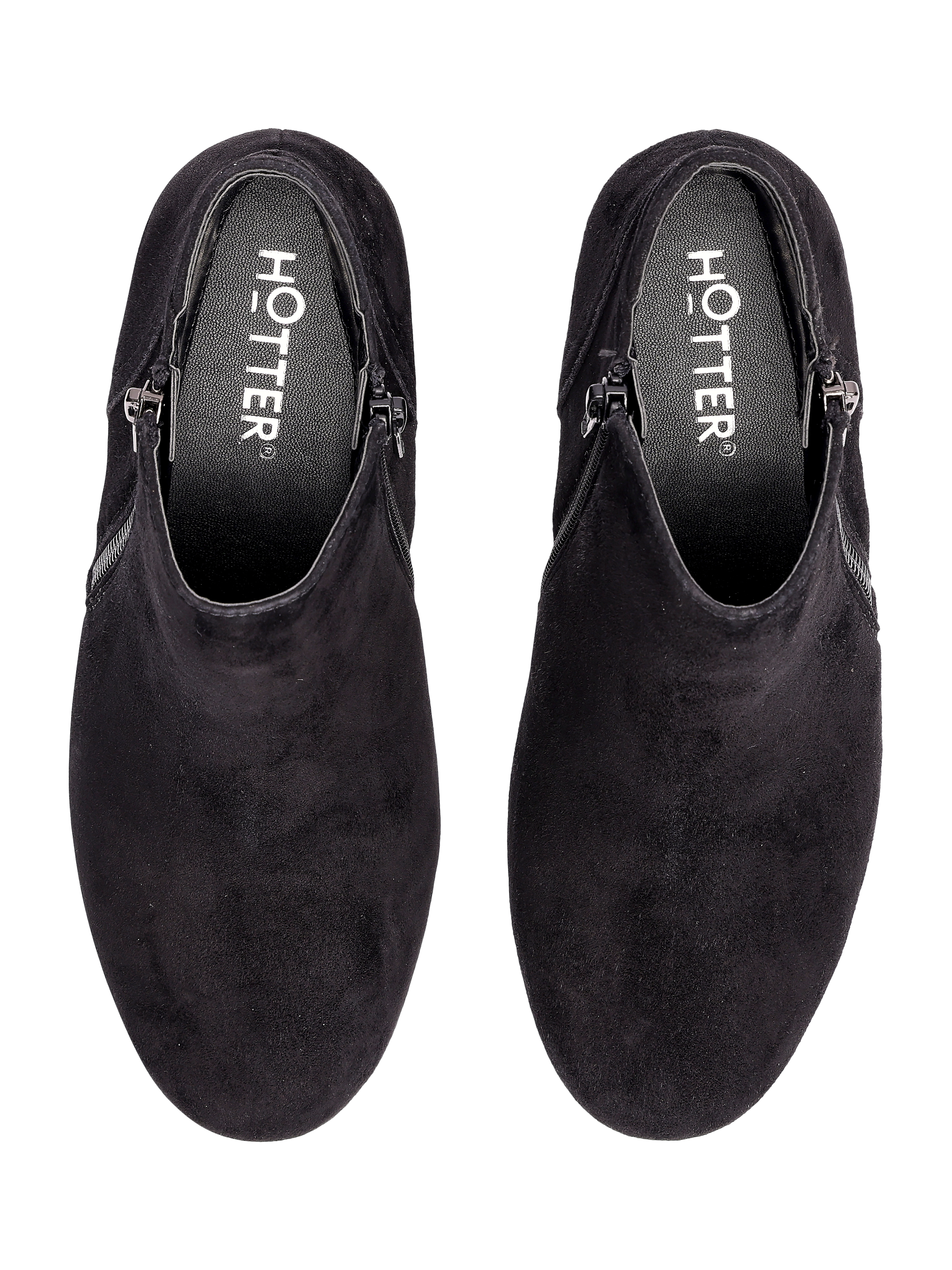 Product image 3 of 4, which shows Hotter Avebury Suede Wedge Heel Ankle Boots, Black, 3S