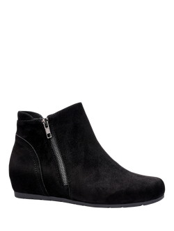 Hotter Avebury Wide Fit Suede Wedge Heel Ankle Boots - view 2, Black
