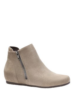 Hotter Avebury Wide Fit Suede Wedge Heel Ankle Boots - view 2, Taupe