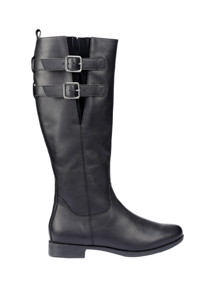 Hotter Bamburgh Wide Fit Leather Knee High Boots, Black, Black