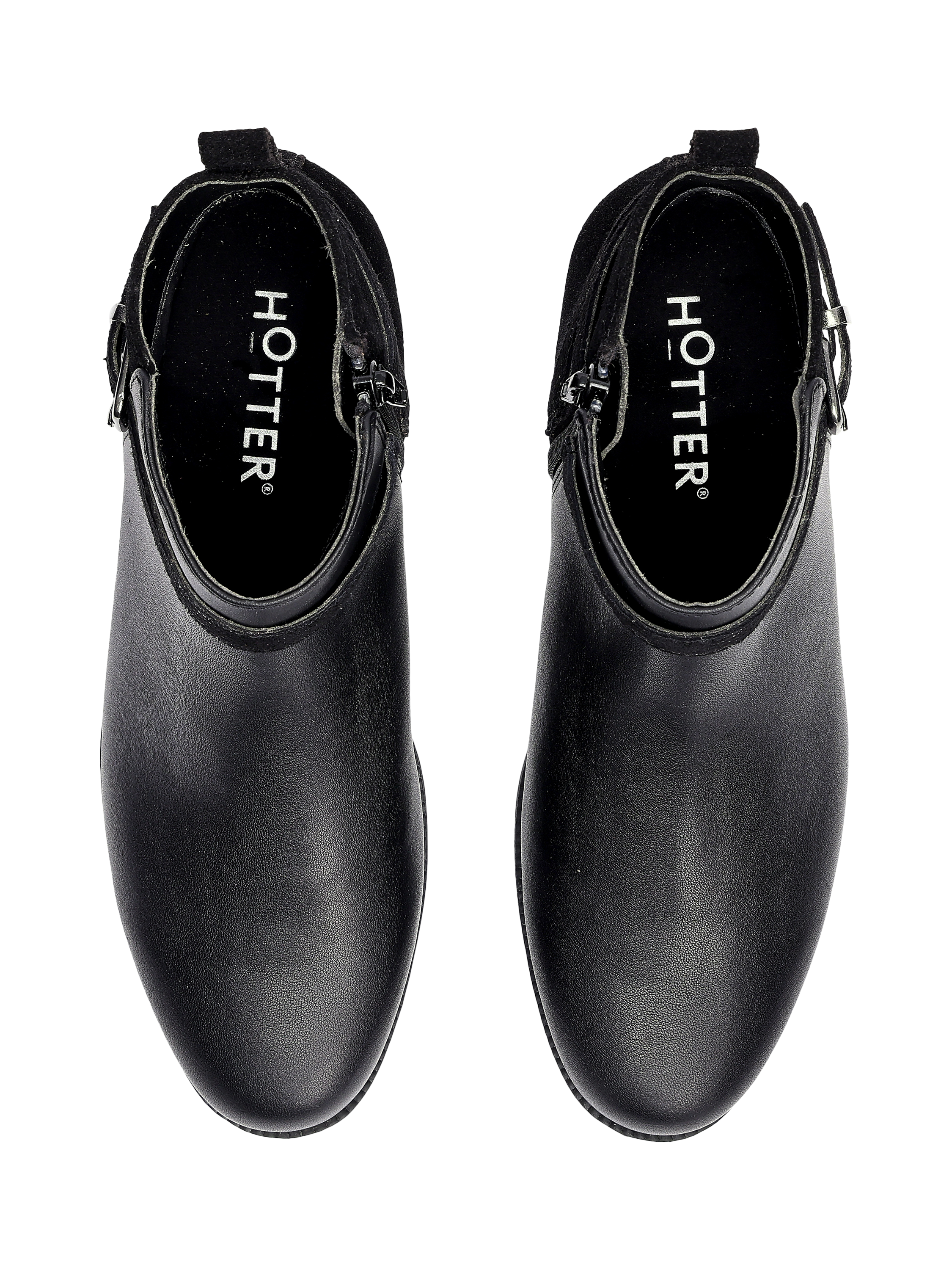 Product image 3 of 5, which shows Hotter Haydock Leather Blend Animal Effect Ankle Boots, Black Lizard, 3S