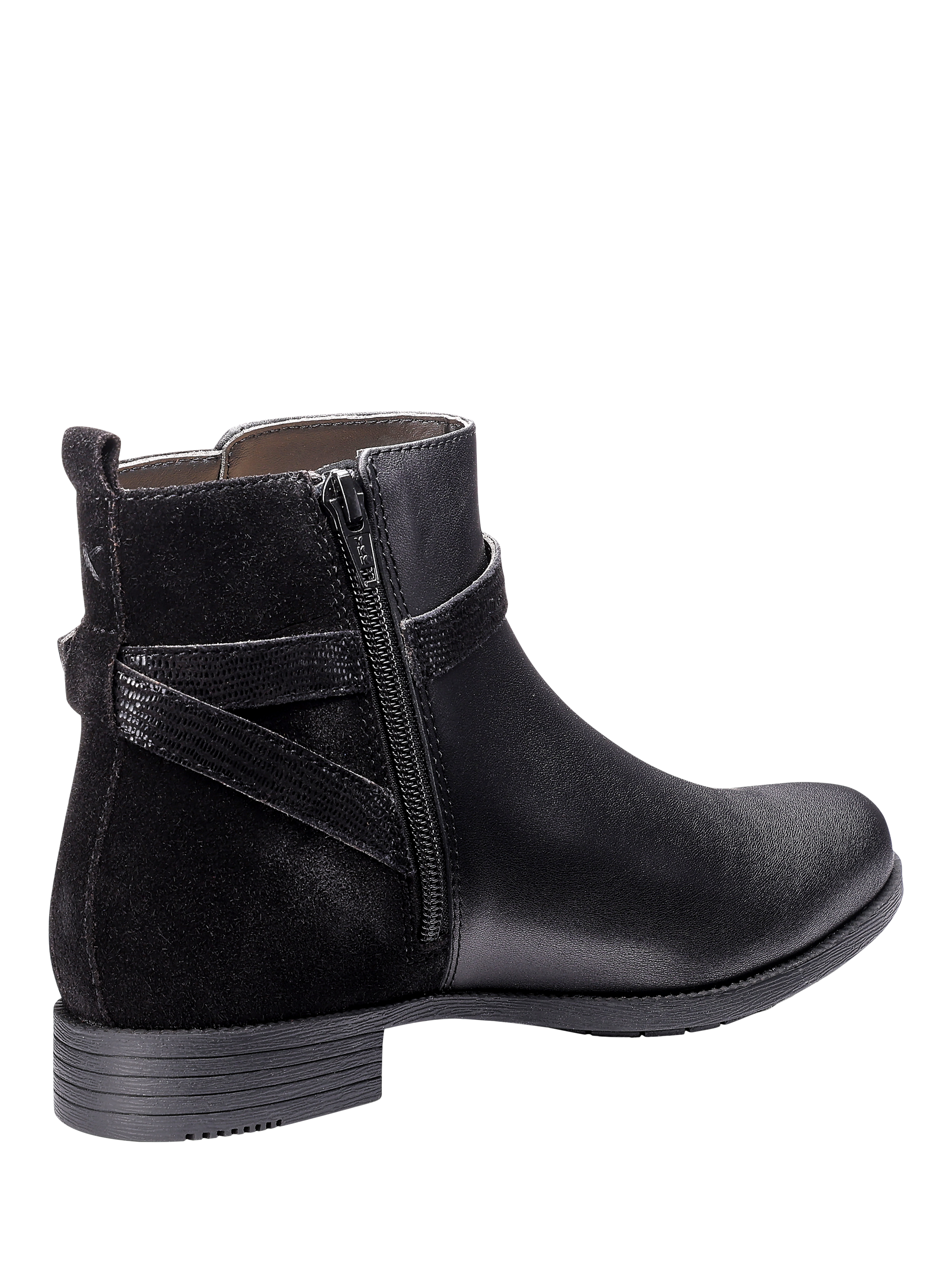 Product image 4 of 5, which shows Hotter Haydock Leather Blend Animal Effect Ankle Boots, Black Lizard, 3S