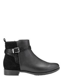Hotter Haydock Wide Fit Leather Blend Animal Effect Ankle Boots, Black Lizard, Black Lizard