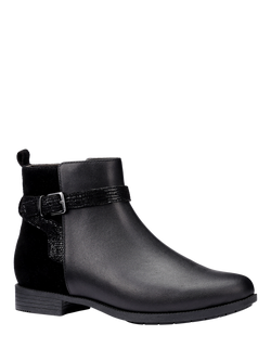 Hotter Haydock Wide Fit Leather Blend Animal Effect Ankle Boots, Black Lizard - view 2, Black Lizard