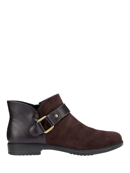 Hotter Linton Wide Fit Suede Ankle Boots, Chocolate, Chocolate