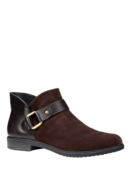 Hotter Linton Wide Fit Suede Ankle Boots, Chocolate - view 2, Chocolate
