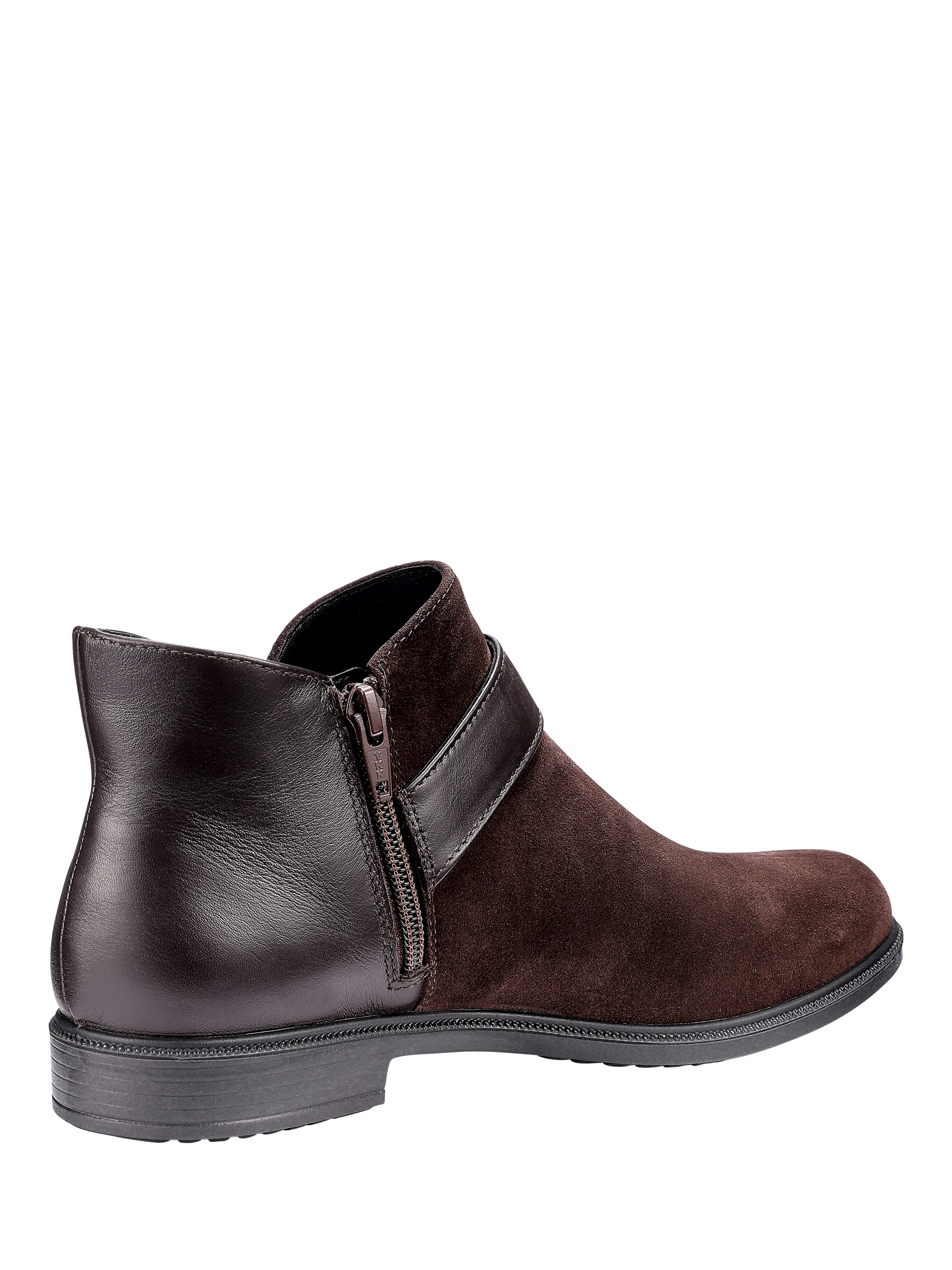 Product image 4 of 5, which shows Hotter Linton Wide Fit Suede Ankle Boots, Chocolate, 3W