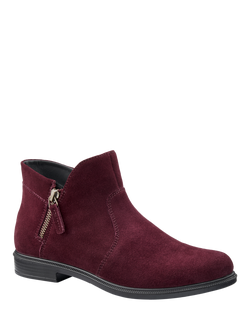 Hotter Ludlow Wide Chic Suede Ankle Boots - view 2, Maroon